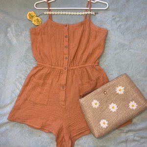 Orange 100% Cotton Romper, Arizona Jean Co.